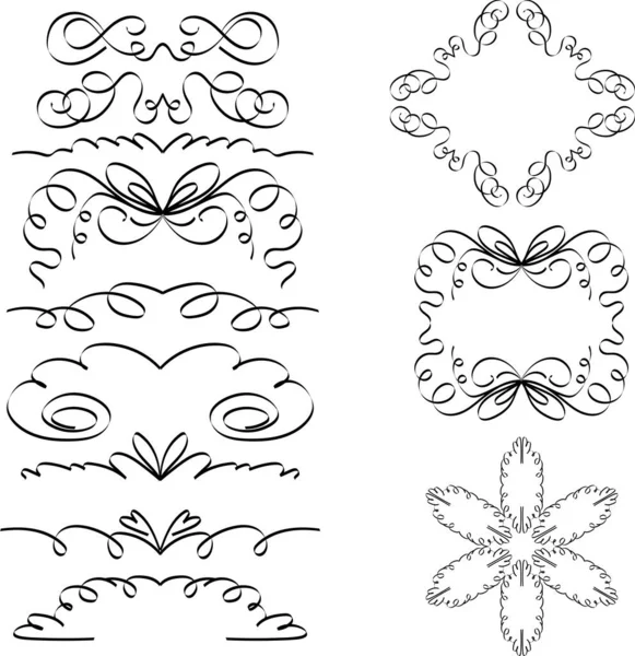 Set Doodle Curly Shape Strokes Frames Borders — Stock Vector