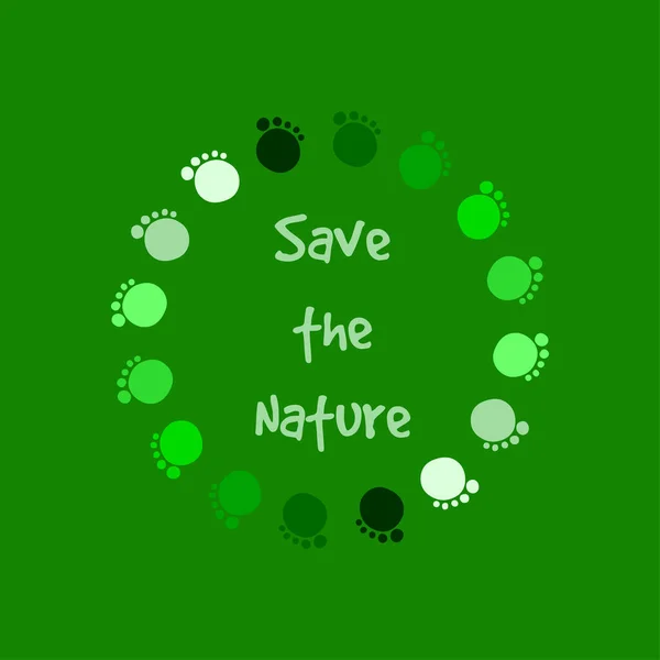 Abstrakt Design Gröna Färger Rädda Naturen Inspirerande Citat Inom Ramen — Stock vektor