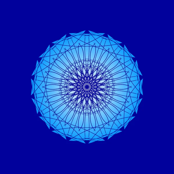 青い色の抽象的なマンダラデザイン 装飾的なラウンドパターン — ストックベクタ