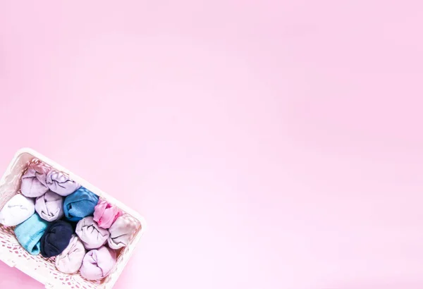 Красочная Одежда Вертикальное Хранение Домашнем Шкафу Элементы Одежды Текстильной Коробке — стоковое фото