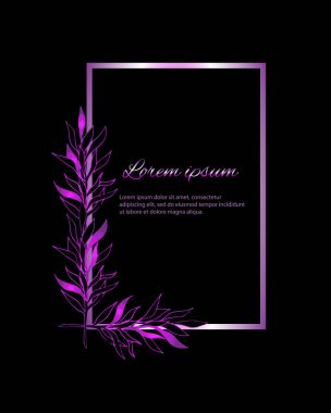 Kara Cuma. Neon pembe çerçeveli siyah poster ve reklam indirimleri ve satışlar için yapraklar..