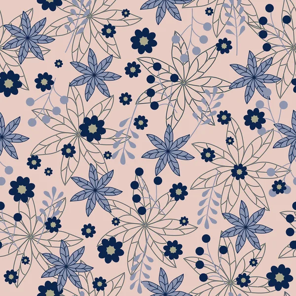 Nahtloses Textilmuster mit floralen Mustern auf rosa Hintergrund. Endlose Vektorillustration für Stoff, Fliese, Papier. — Stockvektor