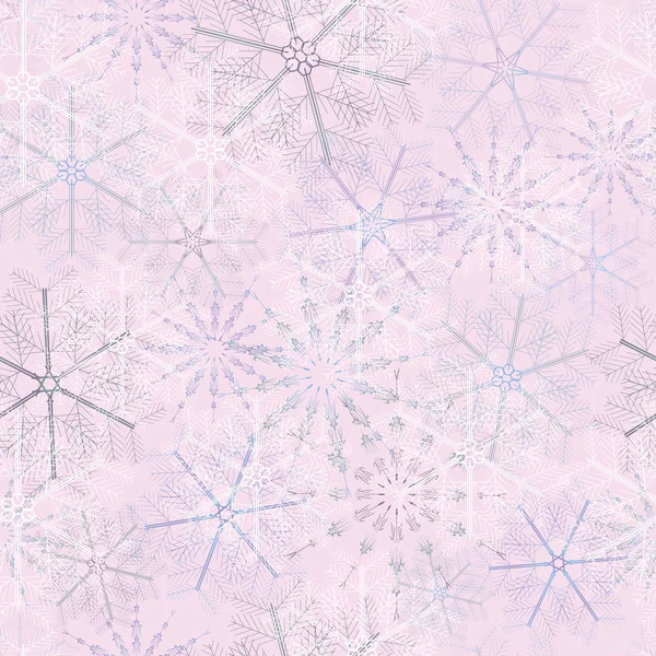 繊細な雪片とシームレスな雪のパターン。クリスマスベクトル装飾. — ストックベクタ