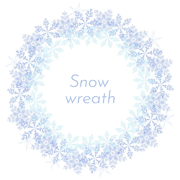 Winterkranz aus Schneeflocken auf weißem Hintergrund. Vektor Weihnachtsillustration. — Stockvektor