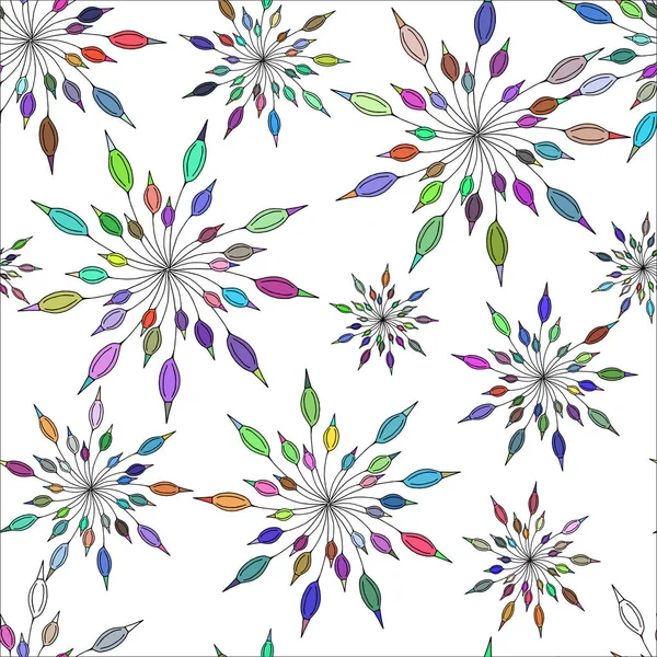 Flores multicolor dibujadas a mano. Flores de contorno de primavera para decorar las fiestas en papel, tarjetas, saludos. Ilustración infantil vectorial — Vector de stock