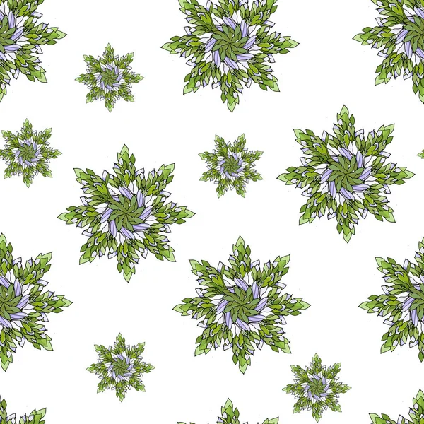 Patrones verdes sobre fondo blanco. Patrón natural sin costura vectorial para papel, azulejos, telas . — Vector de stock