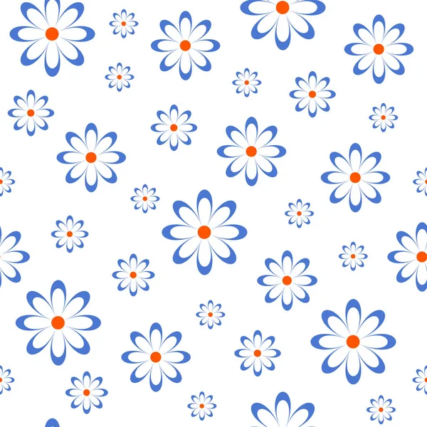 Patrón Floral Sin Costuras Estilo Escandinavo Vector Flores Contraste Sobre — Archivo Imágenes Vectoriales