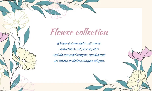Frühlingsgrüßbanner Mit Zarten Blumen Vektorfloraler Textrahmen Für Einladung Glückwünsche Zum — Stockvektor