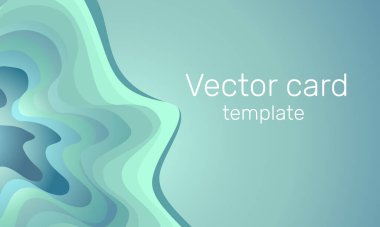 Japanese style vector banner with volumetric pattern. Illustration with effector cutting from paper in azure color. Text frame for design, poster, business card. clipart