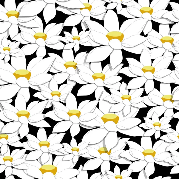 Patrón Sin Costura Floral Con Flores Blancas Textura Interminable Vectorial — Vector de stock