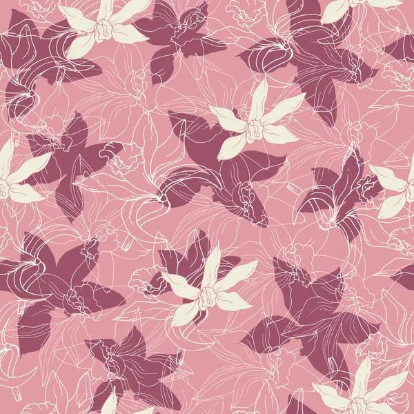 Motif Floral Rose Sans Couture Texture Abstraite Contour Vectoriel Pour — Image vectorielle