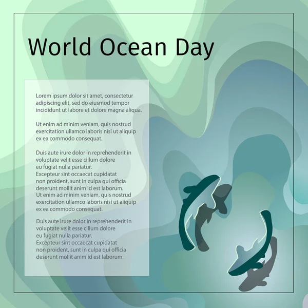 Bannière Vectorielle Pour Journée Mondiale Océan Illustration Vectorielle Volumineuse Sur — Image vectorielle