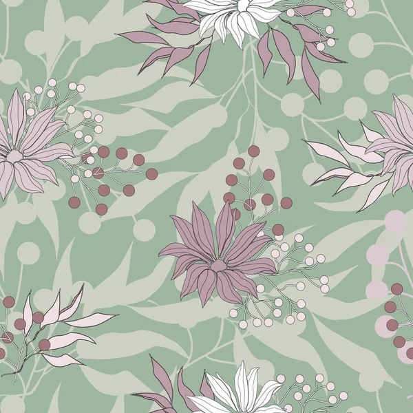 Motif Textile Floral Sans Couture Texture Verte Sans Fin Avec — Image vectorielle