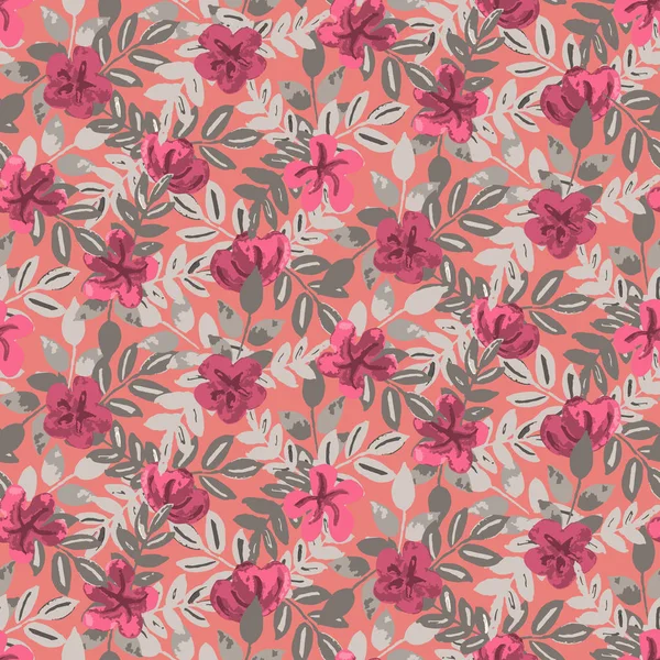 Brillante Pintado Flores Patrón Vectores Sin Costura Rosa Flores Brillantes — Archivo Imágenes Vectoriales