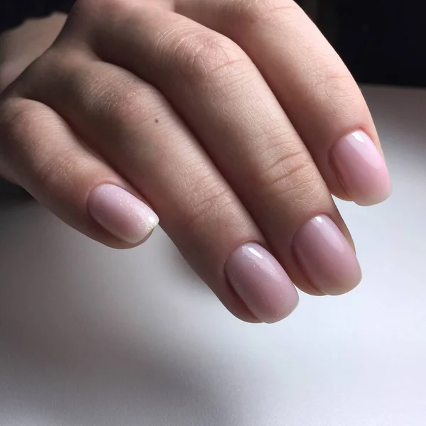 Hands Woman Pink Manicure Nails Manicure Beauty Salon Concept Empty — Stock Photo, Image