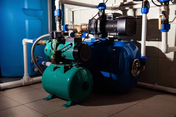 Water centrifugal pump and motor line with pipe.Water pump for water injection