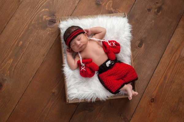 Newborn Baby Boy with Boxing Gloves and Shorts — Stock Photo, Image