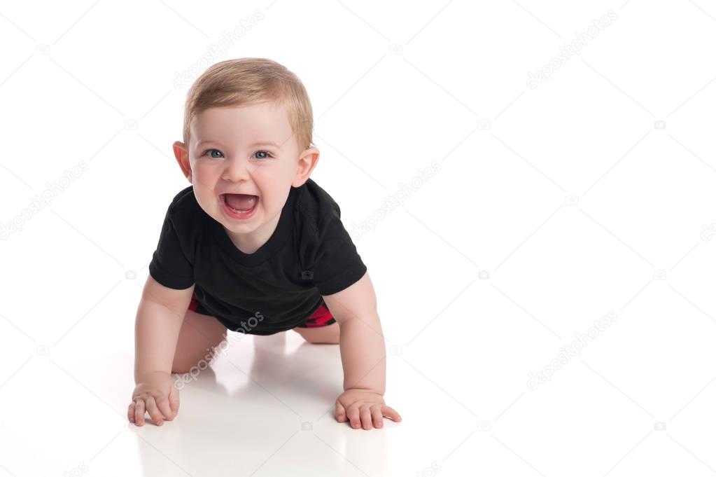 Baby Boy Crawling and Laughing