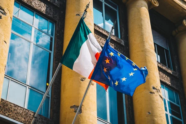 Europe Union and Italy flags together symbolizing unity