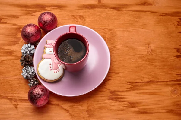 Kerst koffie met koekjes — Stockfoto