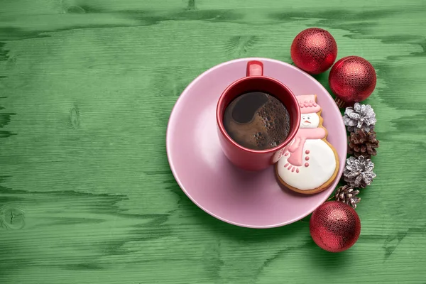 Kerst koffie met koekjes — Stockfoto