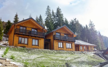 Kış dağ ve iğne yapraklı orman