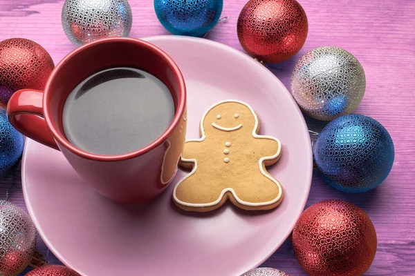 Christmas coffee with biscuits — Stock Photo, Image