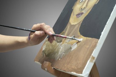 yaratıcı kadın bir portre tuval üzerine boya