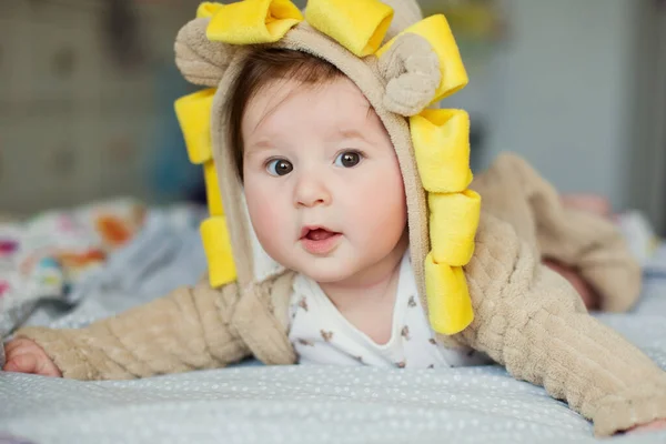 Bayi Laki Laki Lucu Dengan Kostum Singa Yang Lucu — Stok Foto