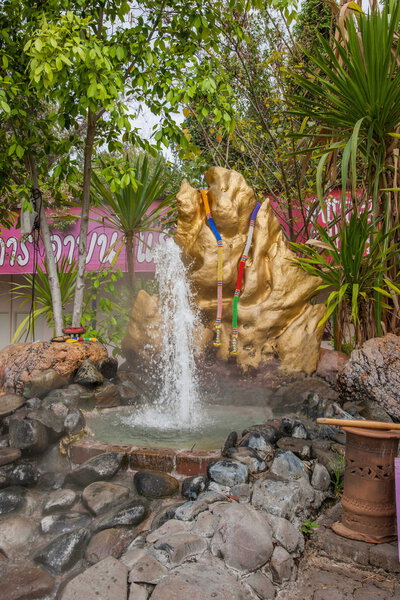 Thailand 's Chiang Rai open - air hot spring hot spring resort.
