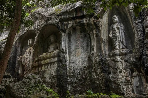 Hangzhou Lingyin Templo Kilai Cliff estátua — Fotografia de Stock