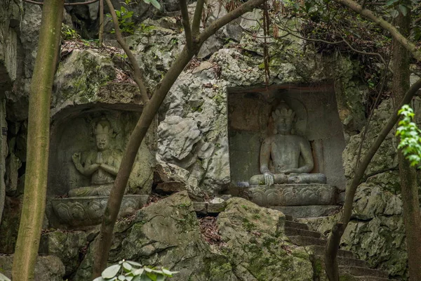 Hangzhou Lingyin tempel Kilai Cliff standbeeld — Stockfoto