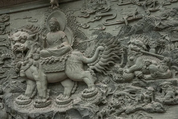 Temple Hangzhou Lingyin sculpture en relief à grande échelle — Photo