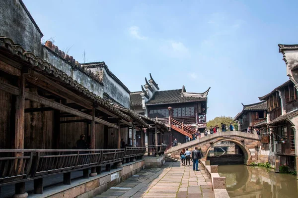 Zhejiang Jiaxing Wuzhen východní brána Lane — Stock fotografie