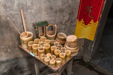 Anhui Yixian Hongcun bambu el sanatları