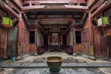 Chengchen kilisede Hongcun County, Yixian County, Anhui eyaleti sanat oyma ahşap