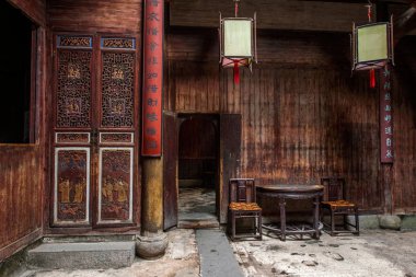 Chengchen kilisede Hongcun County, Yixian County, Anhui eyaleti sanat oyma ahşap