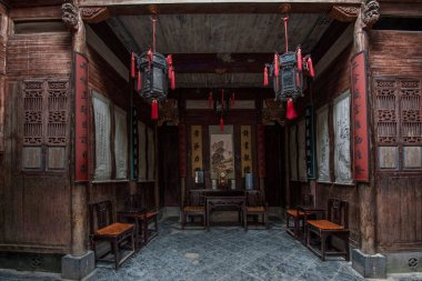 Chengchen kilisede Hongcun County, Yixian County, Anhui eyaleti sanat oyma ahşap