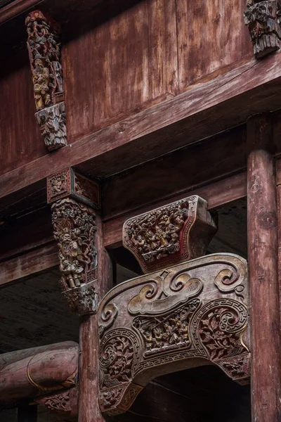 Drewno, rzeźba sztuka Kościoła Chengchen w gminie Hongcun, powiat Yixian, prowincji Anhui — Zdjęcie stockowe