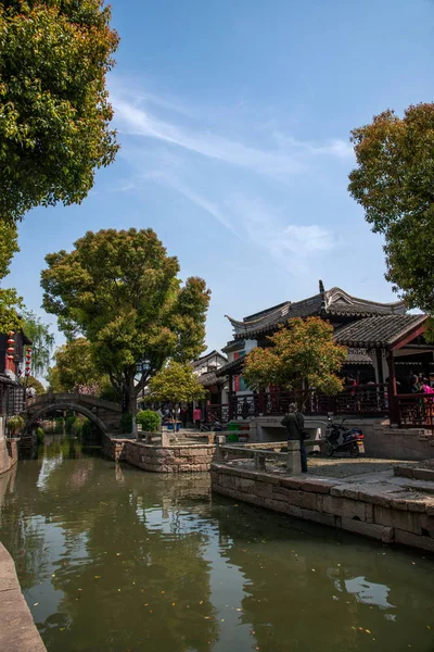 Město Suzhou, starobylé město Lu mosty lidi — Stock fotografie
