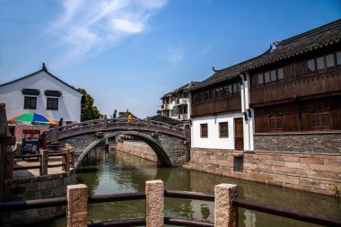 Suzhou şehir Luzhi kasaba evleri