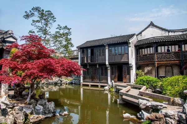 Wujiang City, with the ancient town of Qiao Le Tang garden rockery pavilion — Stock Photo, Image