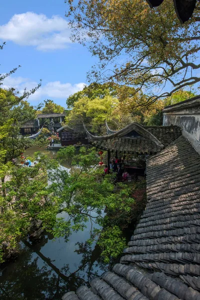 Wujiang Stadt mit der antiken Stadt des Rückzugs Garten Garten am Wasser — Stockfoto