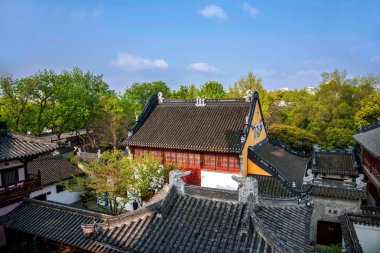 Suzhou Han Shan tapınak sünger taşı kule Manastır Manzaralı