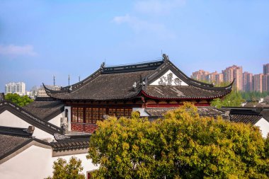 Suzhou Han Shan tapınak sünger taşı kule Manastır Manzaralı