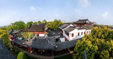 Suzhou Han Shan tapınak sünger taşı kule Manastır Manzaralı