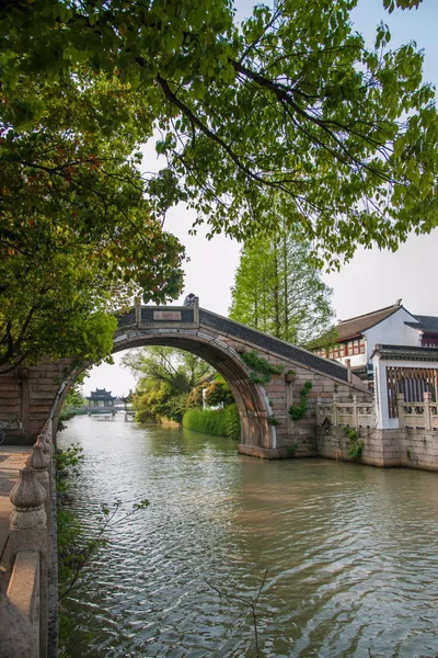 Suzhou Hanshan tempel tuin Jiangcun brug — Stockfoto