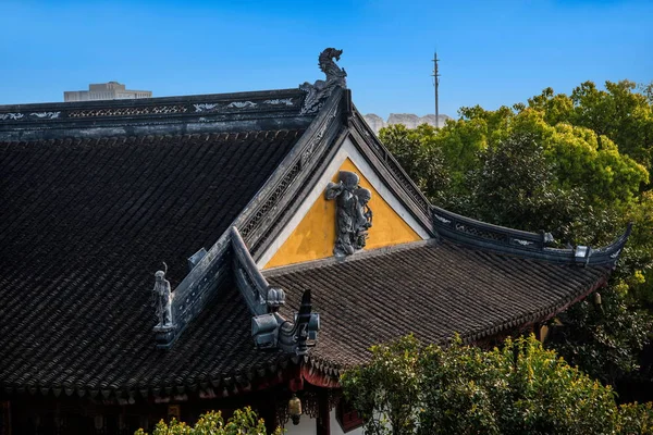 Suzhou Han Shan Temple Pumi tower s výhledem na klášter — Stock fotografie