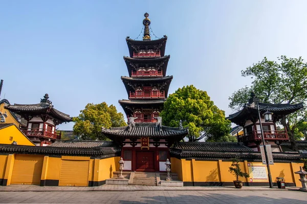 Templo de Suzhou Hanshan torre de bombeamento — Fotografia de Stock