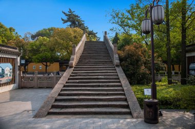 Suzhou Hanshan Tapınağı Bahçe Jiangcun Köprüsü taş merdiven